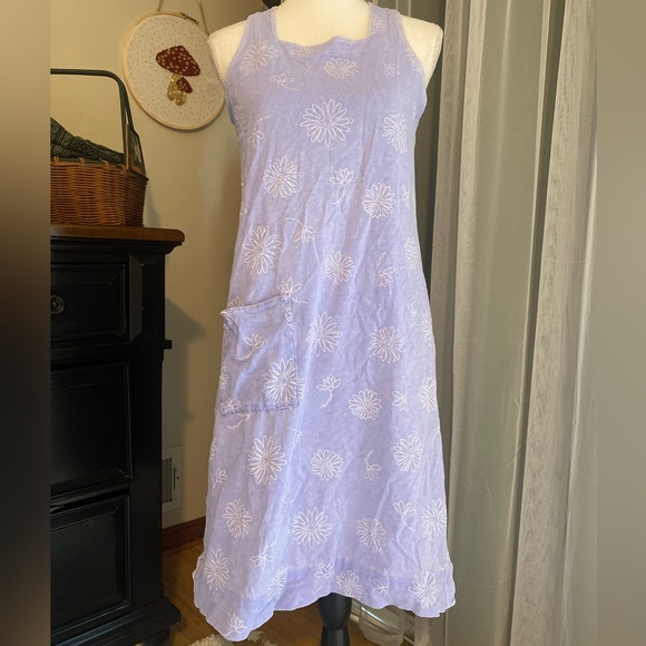 Vintage Dresses & Skirts - Vintage 90’s boho flower lavender mineral wash midi dress